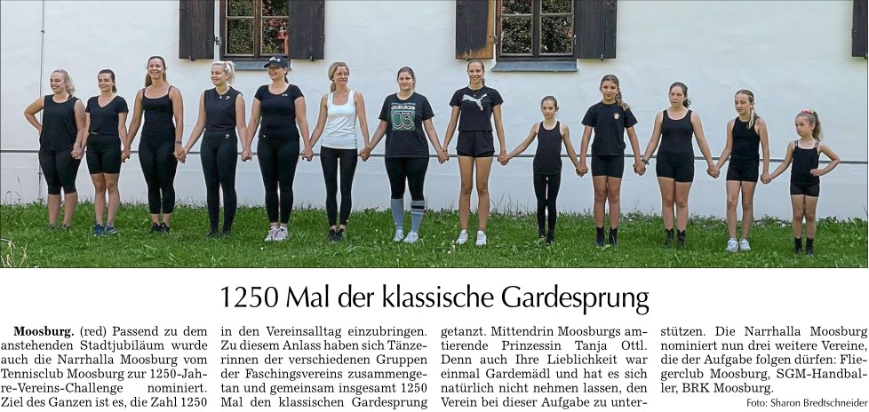 2022 06 18 Moosburger Zeitung 1250 Mal der klassische Gardesprung