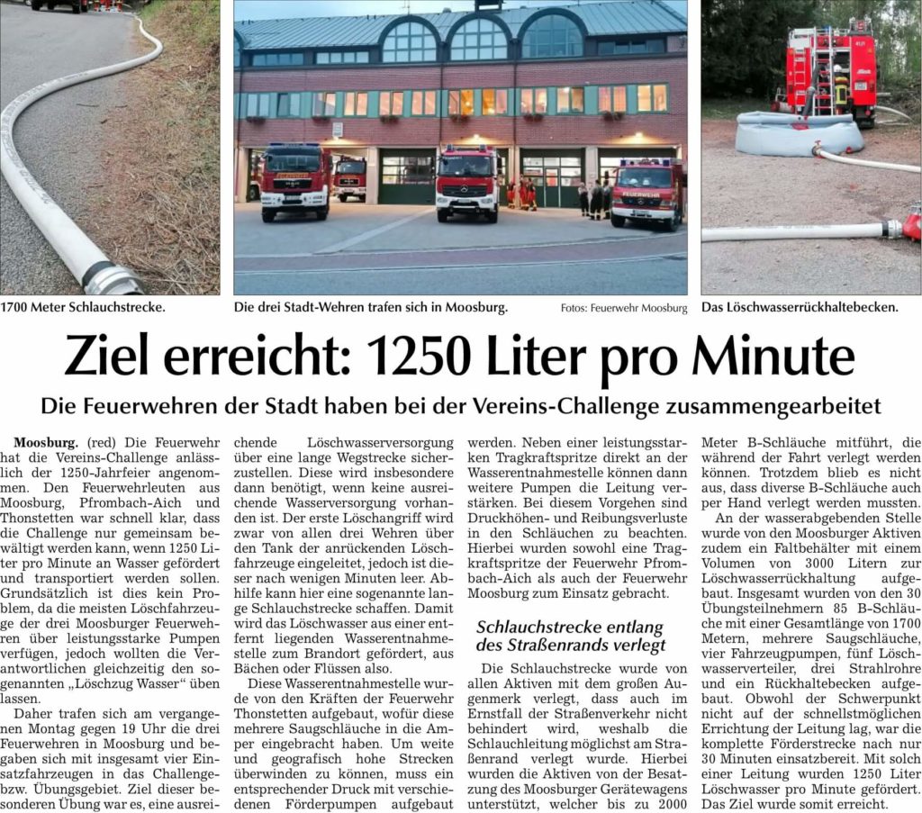 2022 06 30 Moosburger Zeitung Ziel erreicht 1250 Liter pro Minute