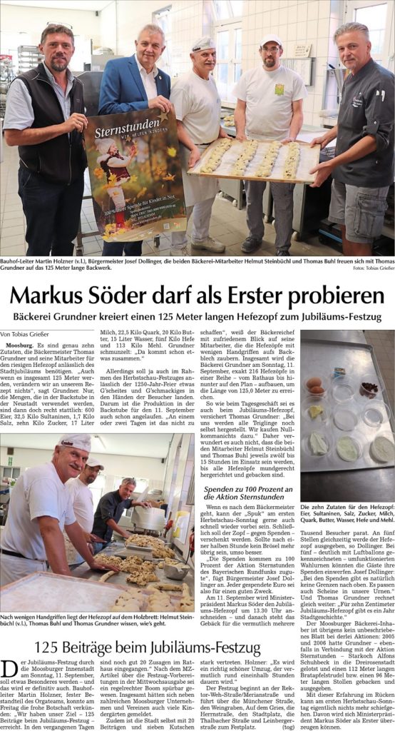 2022 09 03 Moosburger Zeitung Markus Soeder darf als Erster probieren