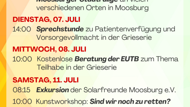 Auflistung aller Veranstaltungen dieser Woche